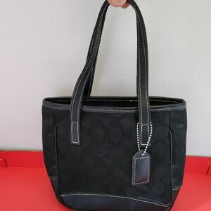 Coach Black Signature Canvas and Leather Mini Tote